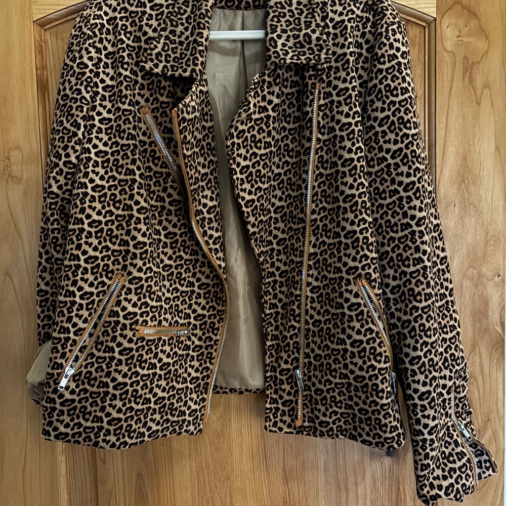 Leopard Print Women's Moto Jacket